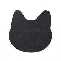 厚紙のピアスディスプレイカード  ウサギの頭部  ブラック  35x35x0.4mm  穴：1.2mm&nbsp;CDIS-L003-C01-B