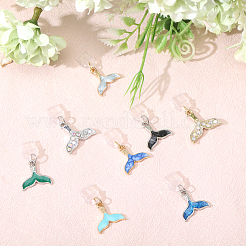 プラスチック携帯防塵プラグ  合金エナメルフィッシュテールペンダント付き  ミックスカラー  2.8~3.1cm  12個/セット&nbsp;PALLOY-GL00013