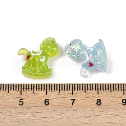 透明樹脂ビーズ  木馬  スパンコール入り  ミックスカラー  17x16x7.5mm  穴：1mm&nbsp;RESI-L047-23