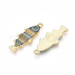 合金エナメルチャーム  カドミウムフリー＆ニッケルフリー＆鉛フリー  ゴールドカラー  魚のチャーム  ダークターコイズ  27x10.5x2.5mm  穴：1.8mm&nbsp;FIND-C037-16G-09-1