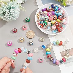 80Pcs 10 Colors Transparent Two Tone & Imitation Pearl Style Resin European Beads&nbsp;RPDL-NB0001-20