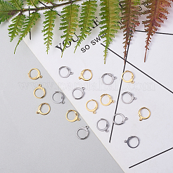 304ステンレススチールフレンチフックピアス金具  カン付き  プラチナ·ゴールデン  14.5x12.5x2mm  穴：1.2mm  10個/カラー  2色  20個/箱&nbsp;STAS-CJ0001-50