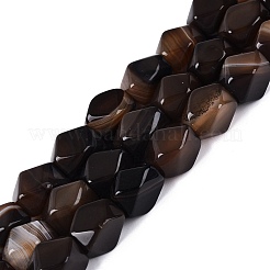 天然石瑪瑙ビーズ連売り  多面カット菱形  コーヒー  染め＆加熱  13~14x8.5~12x8.5~12mm  穴：0.9~1mm  約28個/連  15.16~15.35インチ（38.5~39cm）&nbsp;GG-N361-06A-06