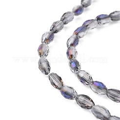 電気メッキガラスビーズセット  半分メッキ  多面カット  オーバル  モーブ  6x4mm  穴：1mm  約72個/連  16インチ&nbsp;X-EGLA-J013-4x6mm-H04