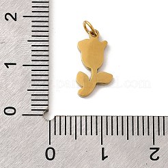 304ステンレススチールチャーム  バラのチャーム  丸カン付き  イオンプレーティング（ip）  18KGP本金メッキ  13.5x7x1mm  穴：2.5mm&nbsp;STAS-B093-06G