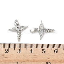 真鍮チャーム  翼のある杖  プラチナ  16.5x17x3mm  穴：3x4.5mm&nbsp;KK-I371-18P