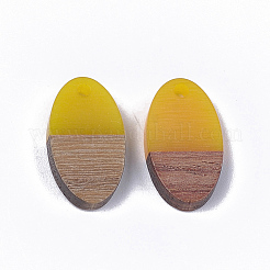樹脂＆ウォールナットウッドペンダント  オーバル  ミックスカラー  20x11x3.5mm  穴：1.8mm&nbsp;RESI-S358-71