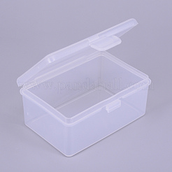 ポリプロピレン（pp）プラスチックボックス  ビーズ保存容器  ヒンジ付き蓋付き  長方形  ホワイト  5.8x8.35x3.65cm  インナーサイズ：7.7x5.1センチメートル&nbsp;CON-WH0074-05