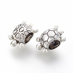 チベット風合金ヨーロピアンビーズ  大穴ビーズ  カメ  アンティークシルバー  12x8x7mm  穴：5mm&nbsp;PALLOY-F213-10AS