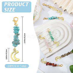 24Pcs 12 Style Alloy and Natural & Synthetic Gemstone Pendant Decorations&nbsp;HJEW-CA00052