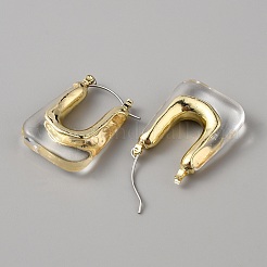 Acrylic Rectangle Hoop Earrings&nbsp;EJEW-WH0012-039A