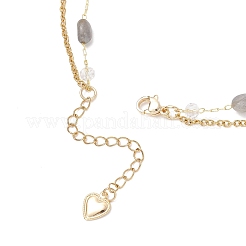 304 Stainless Steel Bowknot Pendant Natural Labradorite Nuggets Link Chain Double Layer Necklaces for Women&nbsp;NJEW-JN05399-03
