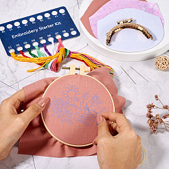 Diy刺繡スターターキット  綿糸が入ったクロスステッチキット  鉄針  刺繡と仕様  植物模様  カラフル  長方形布: 190x198x0.1mm&nbsp;DIY-TAC0030-02