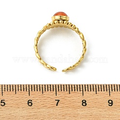天然宝石ホースアイ304ステンレススチール製カフオープンリング（女性用）  ゴールドカラー  8mm  内径：17.2mm&nbsp;RJEW-JR01066