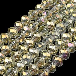 電気メッキ透明ガラスビーズ連売り  フル虹メッキ  多面カット  ロンデル  透明  2.5x2mm  穴：0.4mm  約199個/連  13.4インチ（34cm）&nbsp;EGLA-A034-T1mm-T16