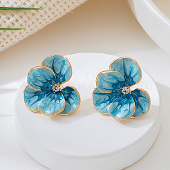 Flower Alloy Stud Earrings. with Rhinestone and Enamel&nbsp;FS-WGB7941-01