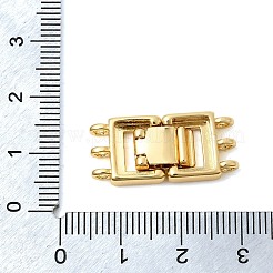 真鍮製折りたたみ式クラスプ  カドミウムフリー＆鉛フリー  長持ちメッキ  ラックめっき  1連  3穴  長方形  4KGP本金メッキ  18mm  穴：11.5x25x4mm&nbsp;KK-Z150-20G-01