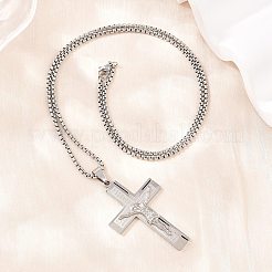 宗教 201 ステンレススチール イエス クロス ペンダント 304 ステンレススチール ベネチアンチェーン ネックレス  変色なし  ステンレス鋼色  23.43インチ（59.5cm）&nbsp;SA-H003-05P