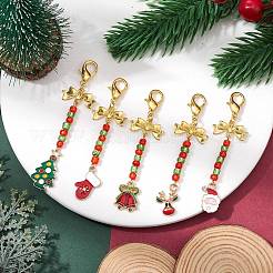 Christmas Theme Alloy Enamel Pendant Decorations&nbsp;HJEW-MZ00058