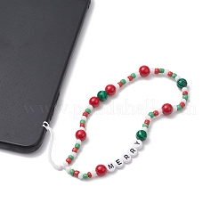 Christmas Glass Beaded Mobile Straps&nbsp;HJEW-TA00009