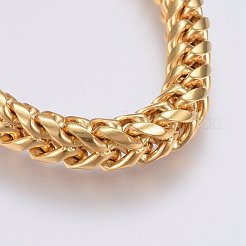 304ステンレススチールチェーンブレスレット  バヨネット留め金付き  ゴールドカラー  9インチ（23cm）  10x8mm&nbsp;BJEW-L631-39G