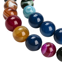 天然縞瑪瑙のグラデーションビーズ1連  染め＆加熱  ラウンド  グレードA  ミックスカラー  6~16mm  穴：0.8mm&nbsp;G-PA0002-04A