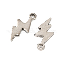 変色しない201ステンレススチールチャーム  稲妻のチャーム  ステンレス鋼色  12x5x0.7mm  穴：1.2mm.&nbsp;STAS-Z049-03P
