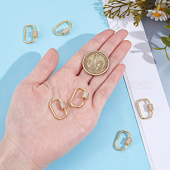 Brass Micro Pave Clear Cubic Zirconia Screw Carabiner Lock Charms&nbsp;KK-WH0062-242A-G