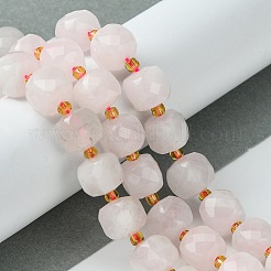 天然石ローズクォーツビーズ連売り  シードビーズで  多面カットキューブ  8~9x8~9x8~9mm  穴：0.9~1mm  約35~39個/連  14.80''~15.16''（37.6~38.5センチメートル）&nbsp;G-Q010-A10-01