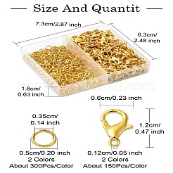 DIYジュエリー作りの発見キット  亜鉛合金カニカンを含む  アイアン製丸カン  ゴールドカラー  5~12x5~6x0.7mm  穴：1.2~3.5mm&nbsp;DIY-YW0009-22G