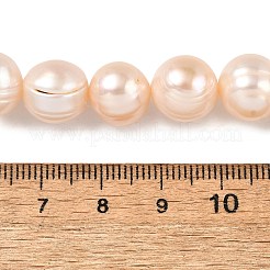 天然養殖淡水パールビーズ連売り  ポテト  グレード3a+  ピンク  11~12mm  穴：0.6mm  約34個/連  13.78~13.9インチ（35~35.3cm）&nbsp;PEAR-I007-07T-03