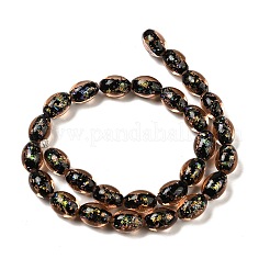手作りの二色性箔ガラスビーズ連売り  オーバル  砂茶色  10x14mm  穴：1.6mm  約28個/連  15.35''（39センチメートル）&nbsp;DICH-U001-12F