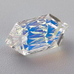エンボスガラスラインストーンペンダント  双円錐形  多面カット  クリスタルAB  13x6.5x4mm  穴：1.5mm&nbsp;GLAA-J101-02A-001AB