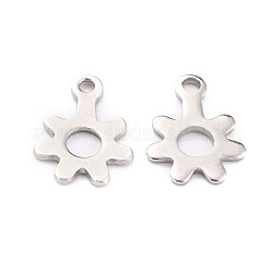 変色しない201ステンレススチールチャーム  花  ステンレス鋼色  11x8.5x0.8mm  穴：1.2mm&nbsp;STAS-F266-14P