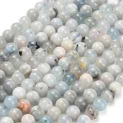 天然石アクアマリンビーズ連売り  ラウンド  スムーズ  6.5mm  穴：0.8mm  約60個/連  14.96''（38センチメートル）&nbsp;G-F591-29A-6mm-02