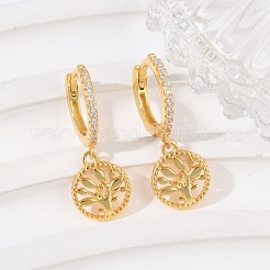 925 Sterling Silver Micro Pave Clear Cubic Zirconia Hoop Earrings for Women&nbsp;EJEW-G427-01G-01