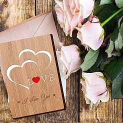 Bamboo Greeting Card & Paper Envelope with Bowknot&nbsp;AJEW-WH0202-004