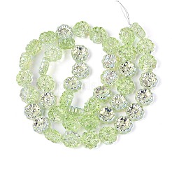 電気メッキ透明ガラスビーズ連売り  スモモの花  ABカラーメッキ  薄緑  14~14.5x14~14.5x6~6.5mm  穴：1~1.2mm  約45個/連  24.41~24.80インチ（62~63cm）&nbsp;EGLA-N055-01H