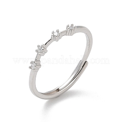 Constellations Rhodium Plated 925 Sterling Silver Micro Pave Clear Cubic Zirconia Adjustable Rings for Women&nbsp;RJEW-P130-01P-C