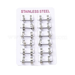 304ステンレススチールフープピアス  ステンレス鋼色  ガラスと  透明  13x4mm&nbsp;EJEW-L302-02P-03