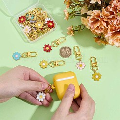 24個 6色フラワー合金エナメルペンダント装飾  合金回転式ナスカン付き  ミックスカラー  56mm  4個/カラー&nbsp;HJEW-PH02066