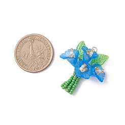 ガラスシードビーズペンダント  アクリルビーズ付きブーケチャーム  ゴールドカラー  ミックスカラー  37x31x23mm  穴：2.7mm&nbsp;PALLOY-MZ01155