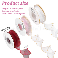 3 Rolls 3 Colors Organza Ribbons&nbsp;SRIB-FG0001-15