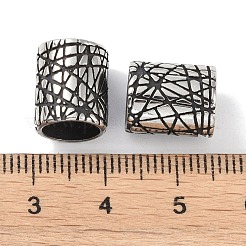 316サージカルステンレスビーズ  大穴ビーズ  コラム  アンティークシルバー  10x12mm  穴：8mm&nbsp;STAS-P362-30AS