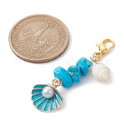 5Pcs 5 Styles Alloy Enamel & Shell Pendant Decoraiton&nbsp;HJEW-JM01656