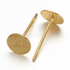 真鍮製スタッドピアスパーツ  ゴールドカラー  12x6mm  ピン：0.7mm&nbsp;X-KK-A251-G