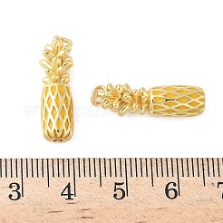 真鍮製エナメルペンダント  パイナップルチャーム  ラックめっき  カドミウムフリー＆鉛フリー  長持ちメッキ  18KGP本金メッキ  丸カン付き  ゴールド  21.5x6.5mm  穴：2.5mm&nbsp;KK-B148-08G