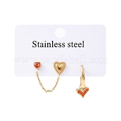 304 Stainless Steel Heart Stud Earring & Hoop Earring Sets&nbsp;EJEW-K268-93G-01-3
