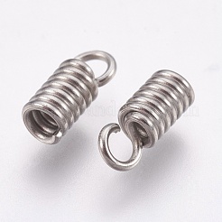 変色に強い304ステンレススチール製ターミネーター  コイルコードエンド  ステンレス鋼色  8.5x3.5mm  穴：2mm  内径：2mm&nbsp;STAS-P196-12
