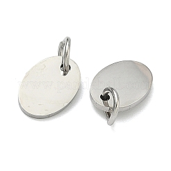 304ステンレススチールチャーム  空白タグのスタンプ  オーバル  ステンレス鋼色  10x7x1mm  丸カン：5x1ミリ  3mm内径&nbsp;STAS-B124-01A-P